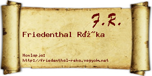 Friedenthal Réka névjegykártya